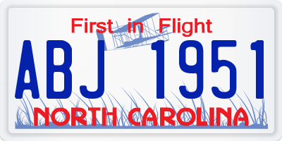 NC license plate ABJ1951