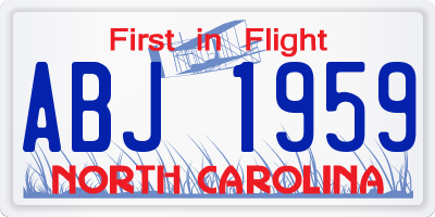 NC license plate ABJ1959