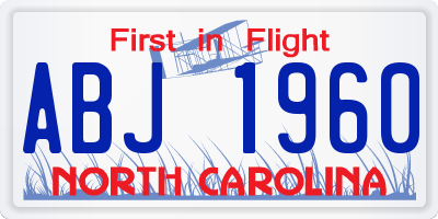 NC license plate ABJ1960