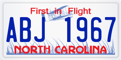 NC license plate ABJ1967