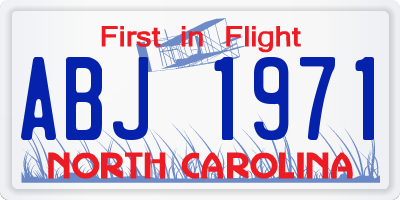 NC license plate ABJ1971