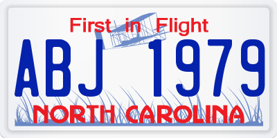 NC license plate ABJ1979