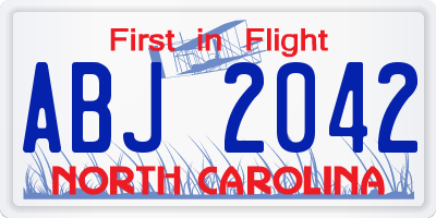 NC license plate ABJ2042