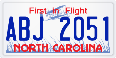 NC license plate ABJ2051