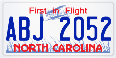 NC license plate ABJ2052