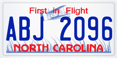 NC license plate ABJ2096