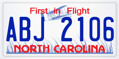 NC license plate ABJ2106