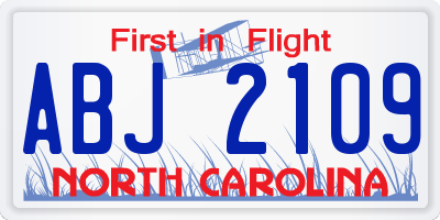 NC license plate ABJ2109