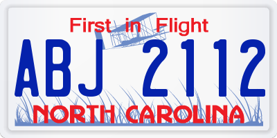 NC license plate ABJ2112
