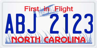 NC license plate ABJ2123