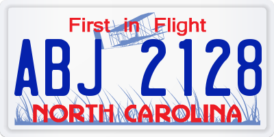 NC license plate ABJ2128