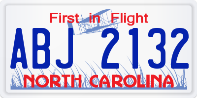 NC license plate ABJ2132