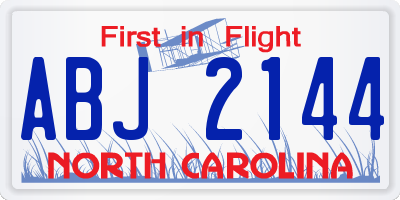 NC license plate ABJ2144