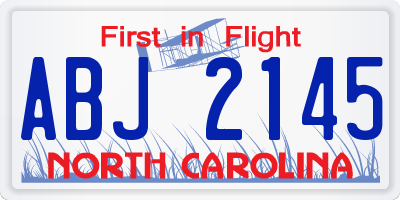 NC license plate ABJ2145
