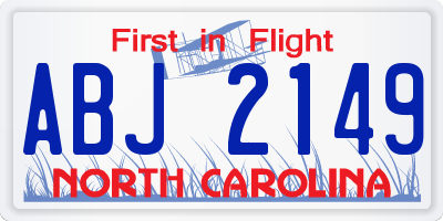 NC license plate ABJ2149