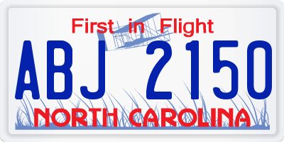 NC license plate ABJ2150