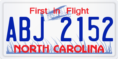 NC license plate ABJ2152
