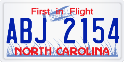 NC license plate ABJ2154