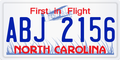 NC license plate ABJ2156