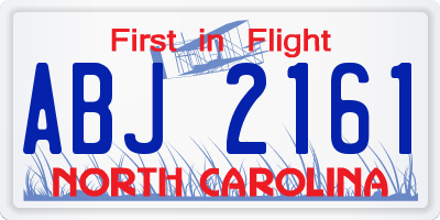 NC license plate ABJ2161