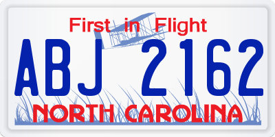 NC license plate ABJ2162