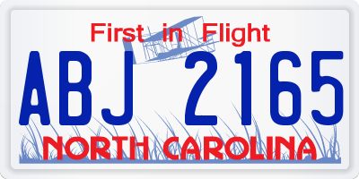 NC license plate ABJ2165