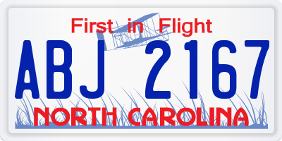 NC license plate ABJ2167