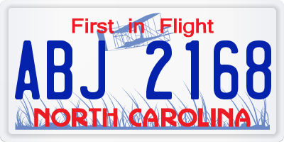 NC license plate ABJ2168