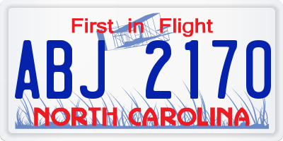 NC license plate ABJ2170