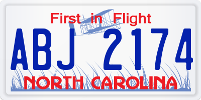 NC license plate ABJ2174