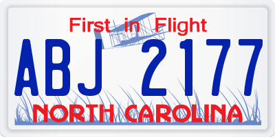 NC license plate ABJ2177