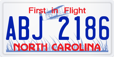 NC license plate ABJ2186