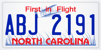 NC license plate ABJ2191