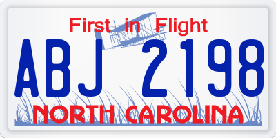 NC license plate ABJ2198