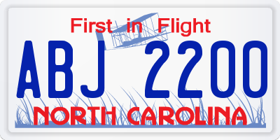 NC license plate ABJ2200