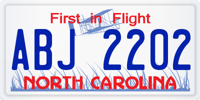 NC license plate ABJ2202