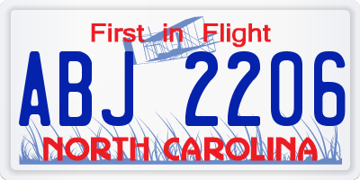 NC license plate ABJ2206