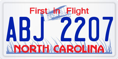 NC license plate ABJ2207