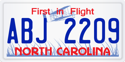 NC license plate ABJ2209