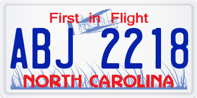 NC license plate ABJ2218