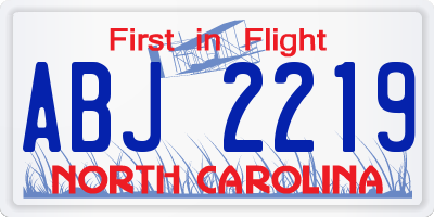 NC license plate ABJ2219