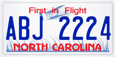 NC license plate ABJ2224