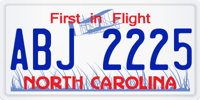NC license plate ABJ2225