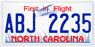 NC license plate ABJ2235