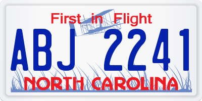 NC license plate ABJ2241