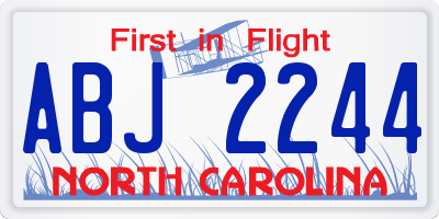 NC license plate ABJ2244