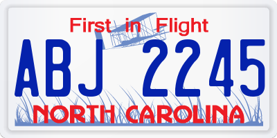 NC license plate ABJ2245