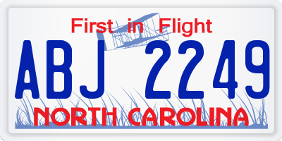 NC license plate ABJ2249