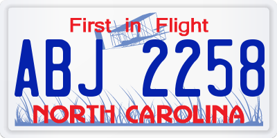 NC license plate ABJ2258