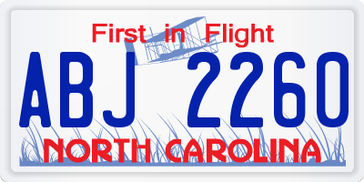 NC license plate ABJ2260